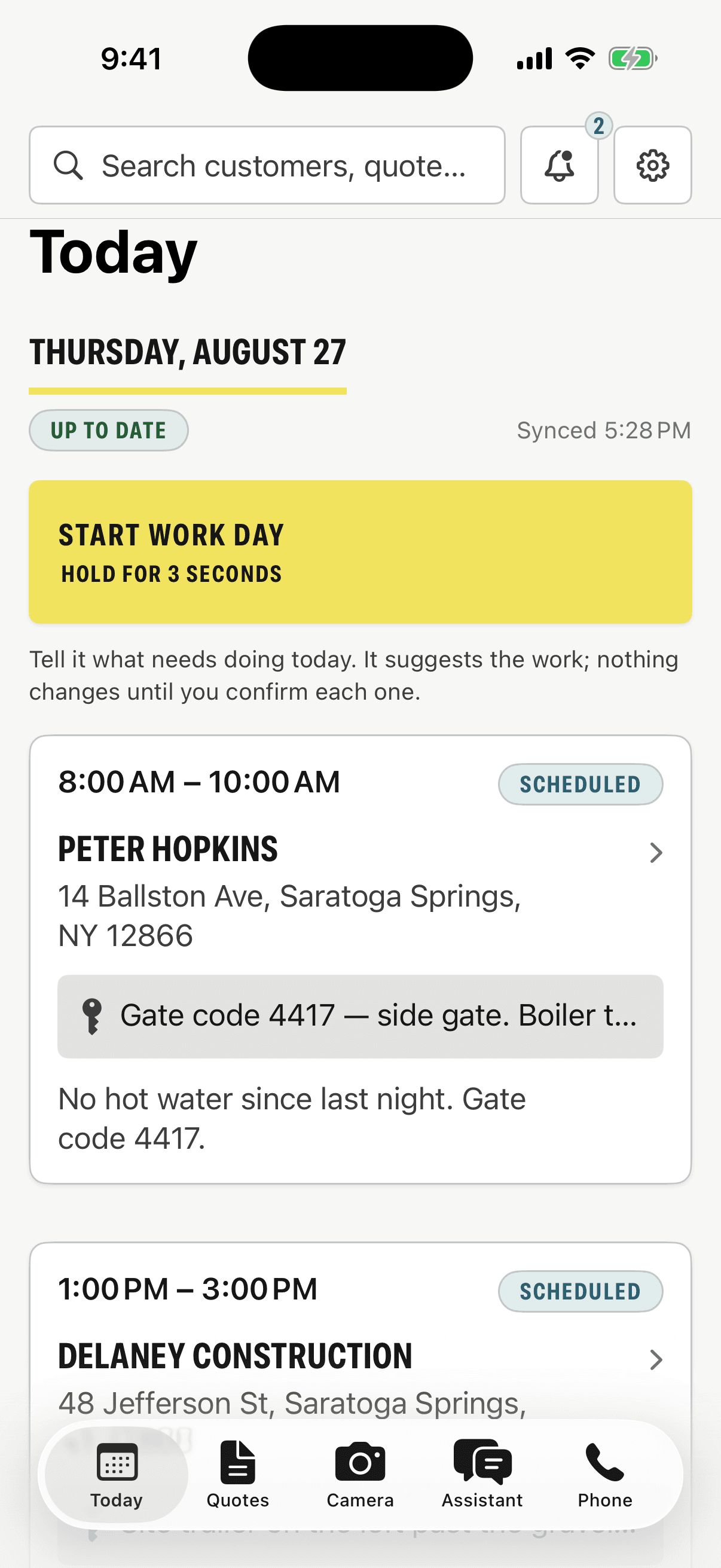 Today — Armstrong app screenshot with dummy data